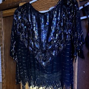 Beautiful Vintage silk and sequin top